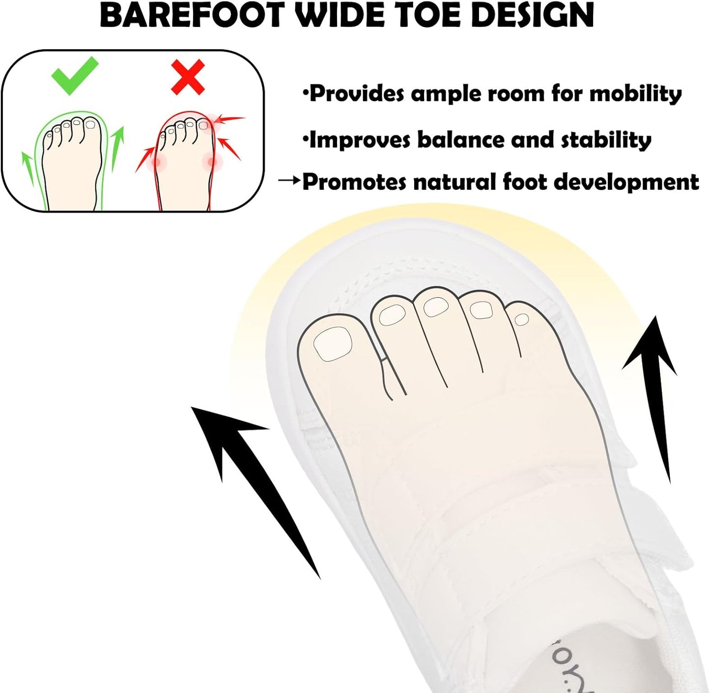 MORENDL Wide Toe Box Shoes Toddler Barefoot Shoes Baby Walking Shoe Boy Girl Non-Slip Zero Drop Minimalist Sneakers Comfort Tennis Outdoor Activities