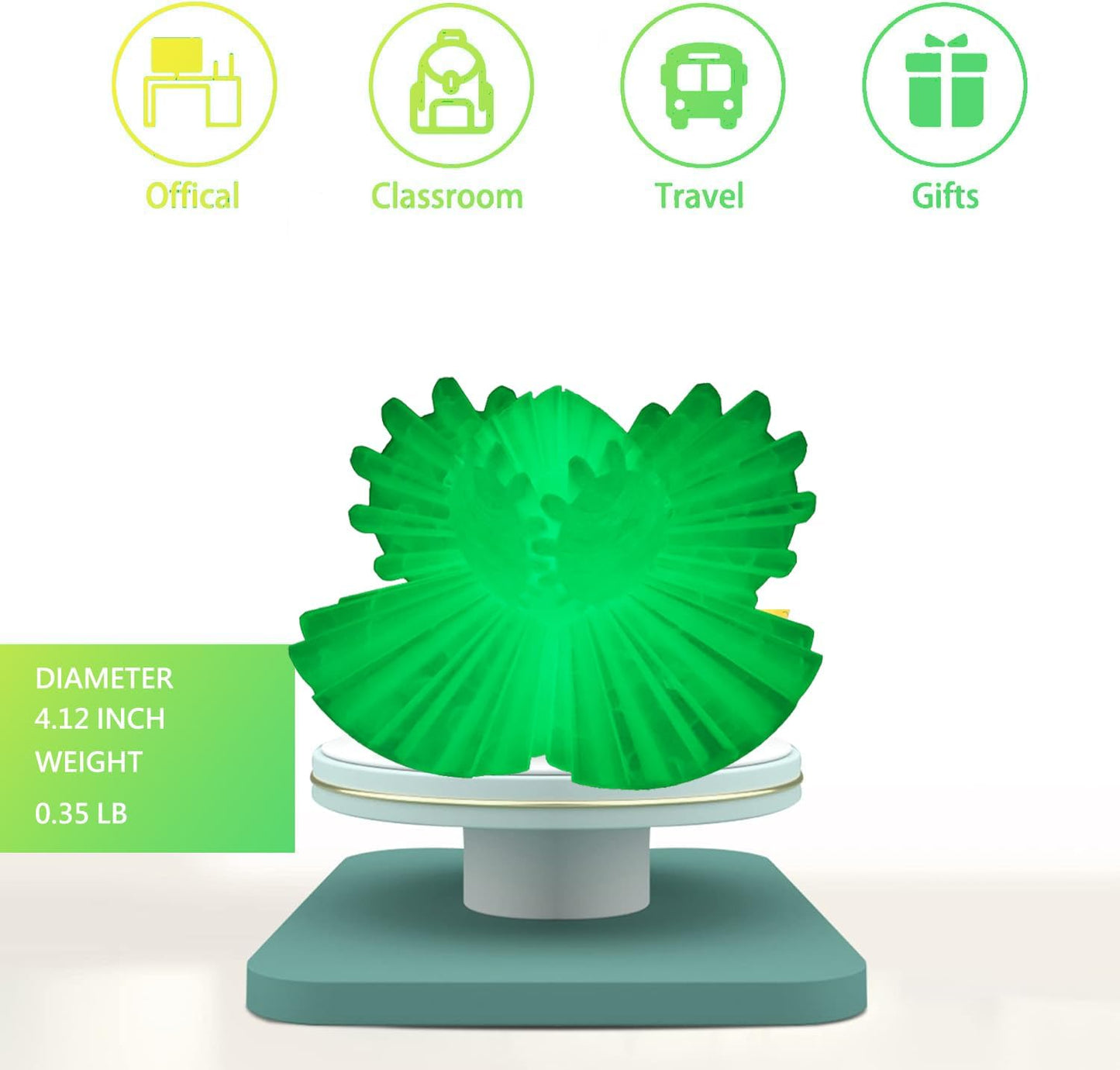 Gear Ball for ADHD 3D Printed Gear Ball Steampunk Whirling Wonder Fidget Toy Gearsphere Gear Ball for Stress and Anxiety Relaxing Fidget Ball Ideal for Sensory Needs and Autism (Luminous Green)