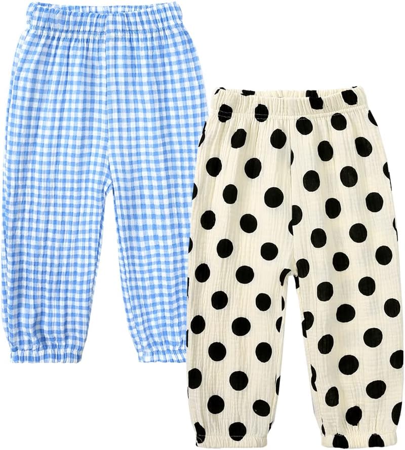 MYGBCPJS Baby Boys Girls Cotton Linen Trousers Kids Casual Ankle Pants Loose Long Bloomers