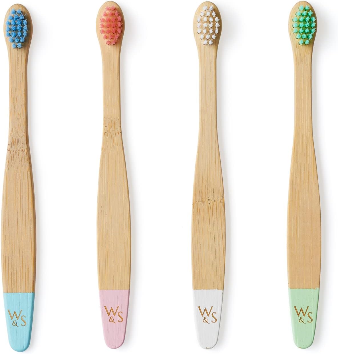 Wild & Stone Organic Baby Bamboo Toothbrushes | 4 Pack | Soft Bristles | 100% Compostable Handle | BPA Free | Vegan Baby Toothbrushes (Multicolour)