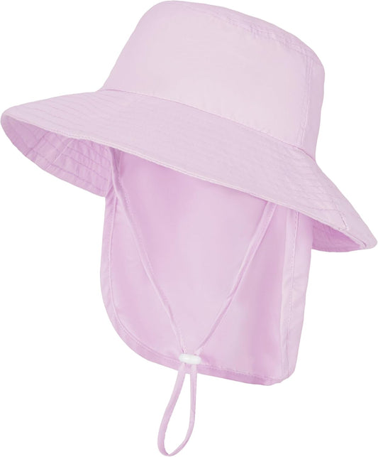 Baby Sun Hat Toddler Bucket Hats with Removable Neck Flap for Boys Girls Kids with Wide Brim Summer Beach UPF 50+