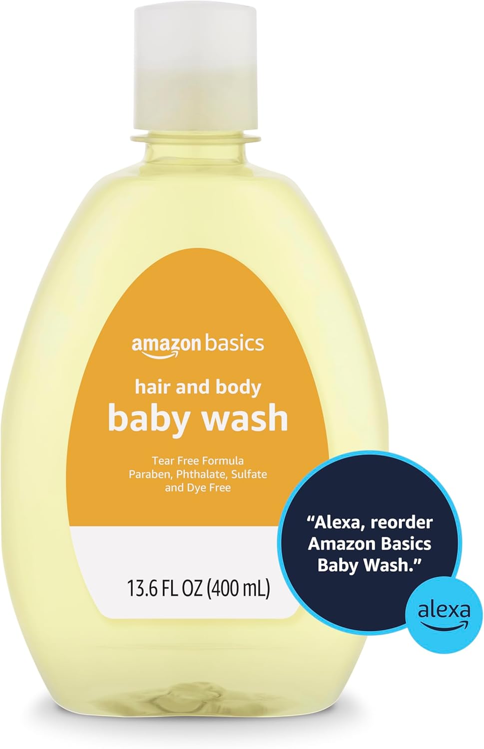 Amazon Basics Tear-Free Baby Hair and Body Wash, Lightly scented, 13.60 Fl Oz (Pack of 4)