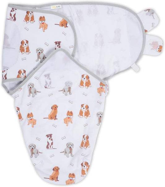 LollyBanks Baby Swaddles, 100% Organic Cotton Swaddles for Newborn Boy and Girl, 0-3 Months Swaddle Sacks with Easy Change Zipper, Swaddle Neutral Baby Registry (Puppies Print)