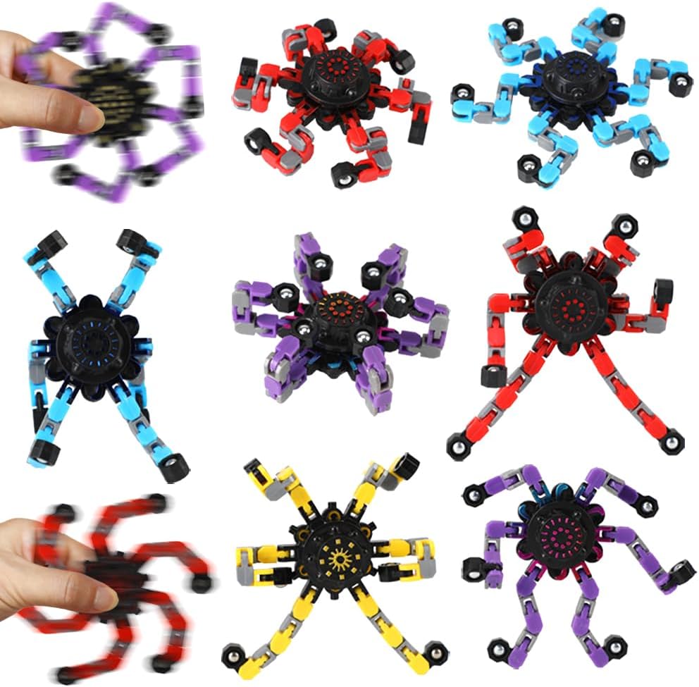 Fidget Spinners, 8 Pack Transformable Fidget Spinners Toys Party Favors for Kids 4-8 8-12 Goodie Bag Stocking Stuffers Treasure Box Classroom Prize Gifts for Birthday Halloween Christmas Easter Party