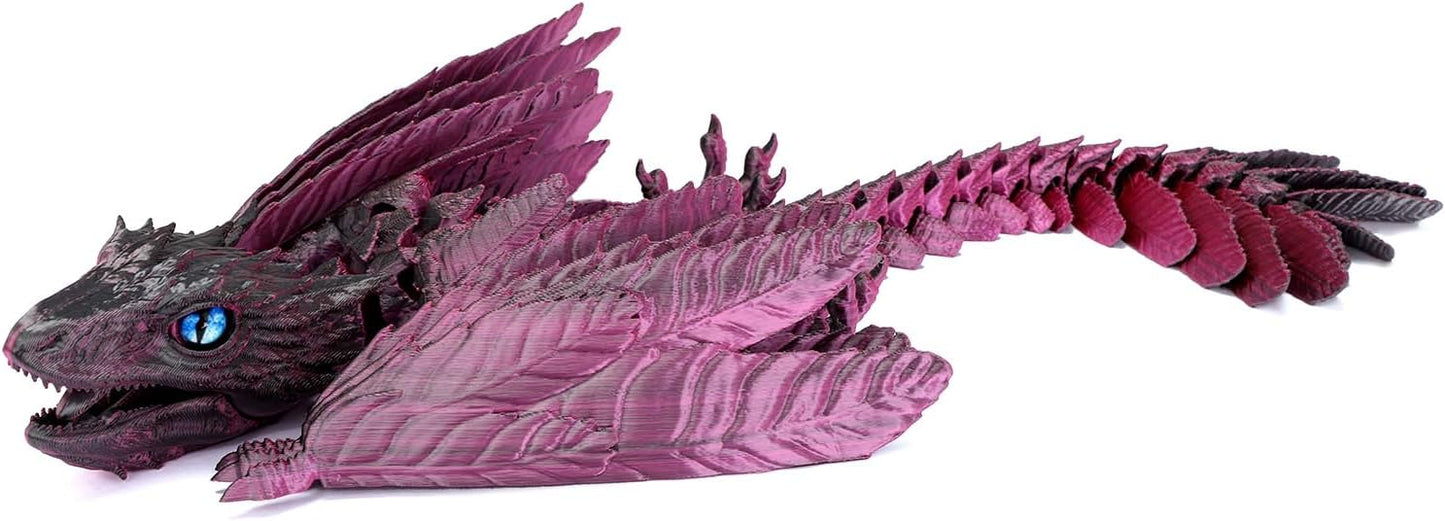 3D Printed Feathered Wyvern Dragon, 3D Printed Dragon with Wings,Adjustable Wings and Simulated Glasses Articulated Dragon Crab Toy, Desktop Pet Toy, Home Office Decor (Purple-2)