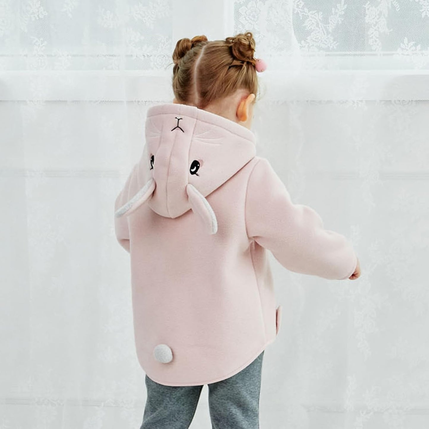 DAVE&BELLA Toddler Fleece Jacket, Baby Boys Girls Animal-shaped Hooded Zipper Long Sleeve Warm Spring Autumn Outerwear Coat
