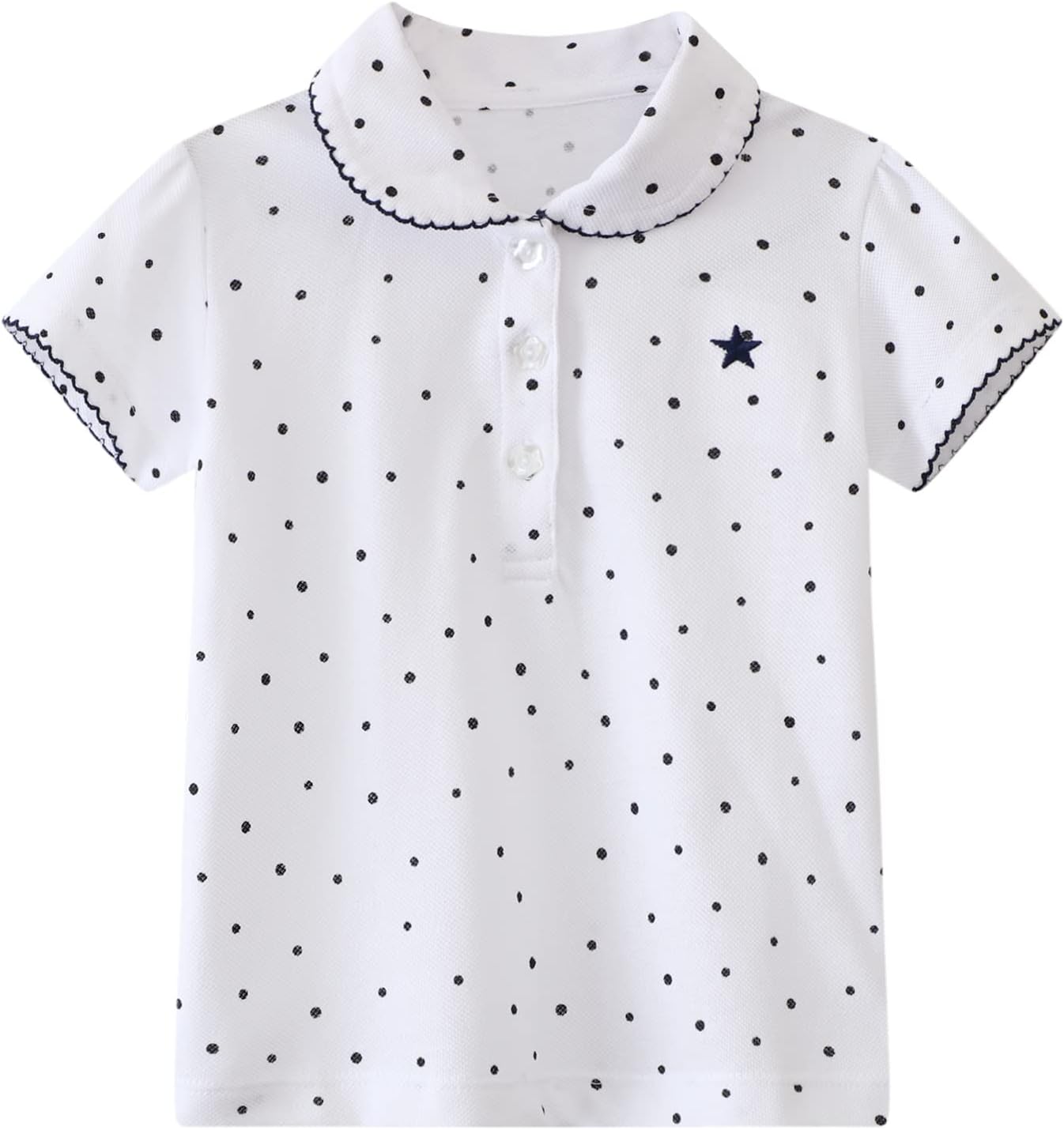 HILEELANG Girls' Tees Ruffle Short Sleeve T-Shirt Cotton Casual Graphic Summer Crewneck Tunic Tops