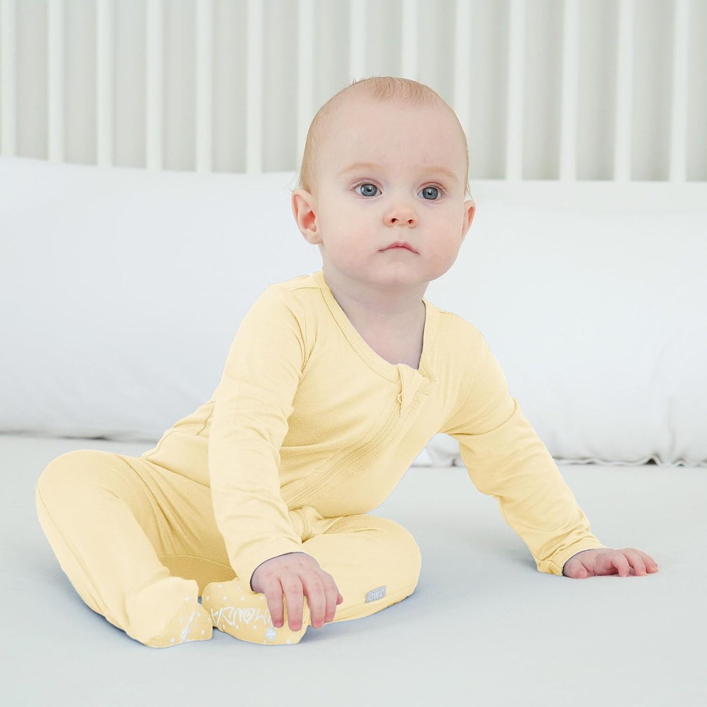 Baby Bamboo Rayon Romper Infant Footies Long Sleeve Double Zipper Outfits 2-Pack One-Piece Jumpsuits