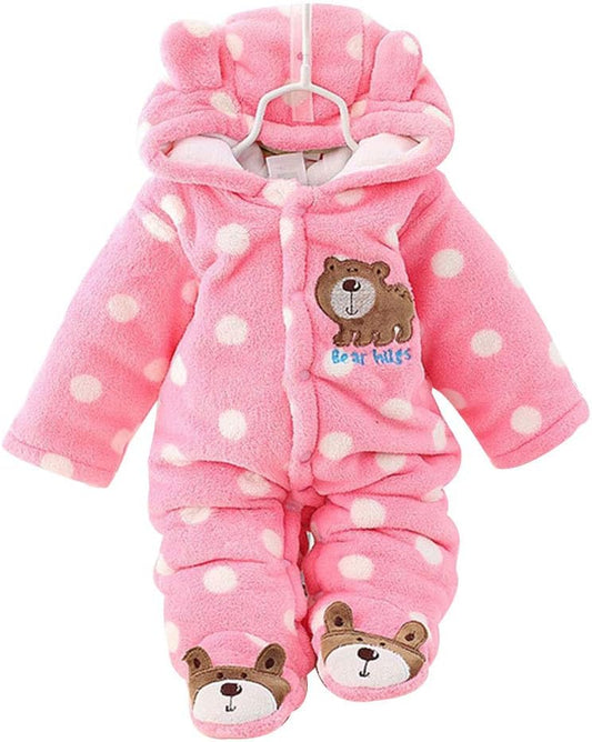 XIFAMNIY Baby Newborn Jumpsuit Footie Hooded Thicken Winter Bunting Outwear Snowsuit Pajamas for Girls Boys…