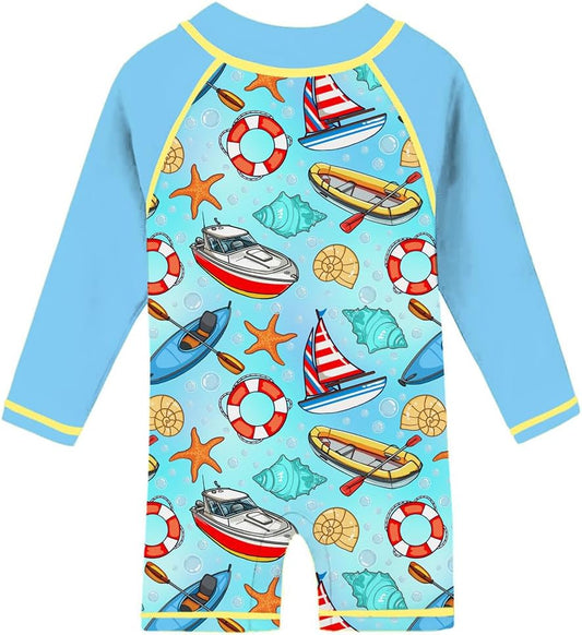Funnycokid Baby Swimsuit Boy Toddler Bathing Suit Rash Guard UPF 50+ Swimwear 6 Months-4T