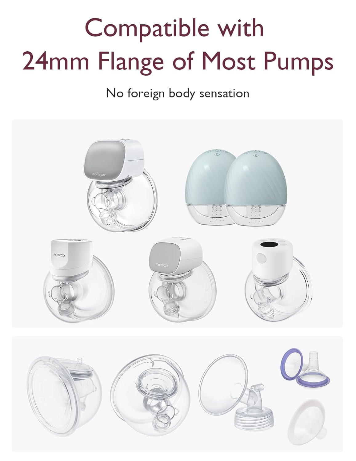 Momcozy Flange Insert 17mm Compatible with 24mm Flange/Shield of Most Pumps, Insert for Breast Pump Replacement Accessories, 4PCS 17mm