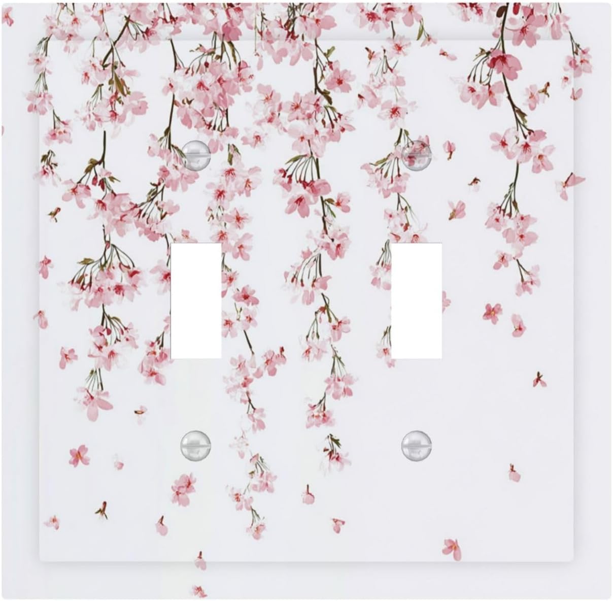 Decorative Switch Plates Sakura Plant Floral Pink Flowers 2 Gang Double Toggle Outlet Light Switch Cover Wall Plate Electrical Faceplate For Bed Room Living Room Decor