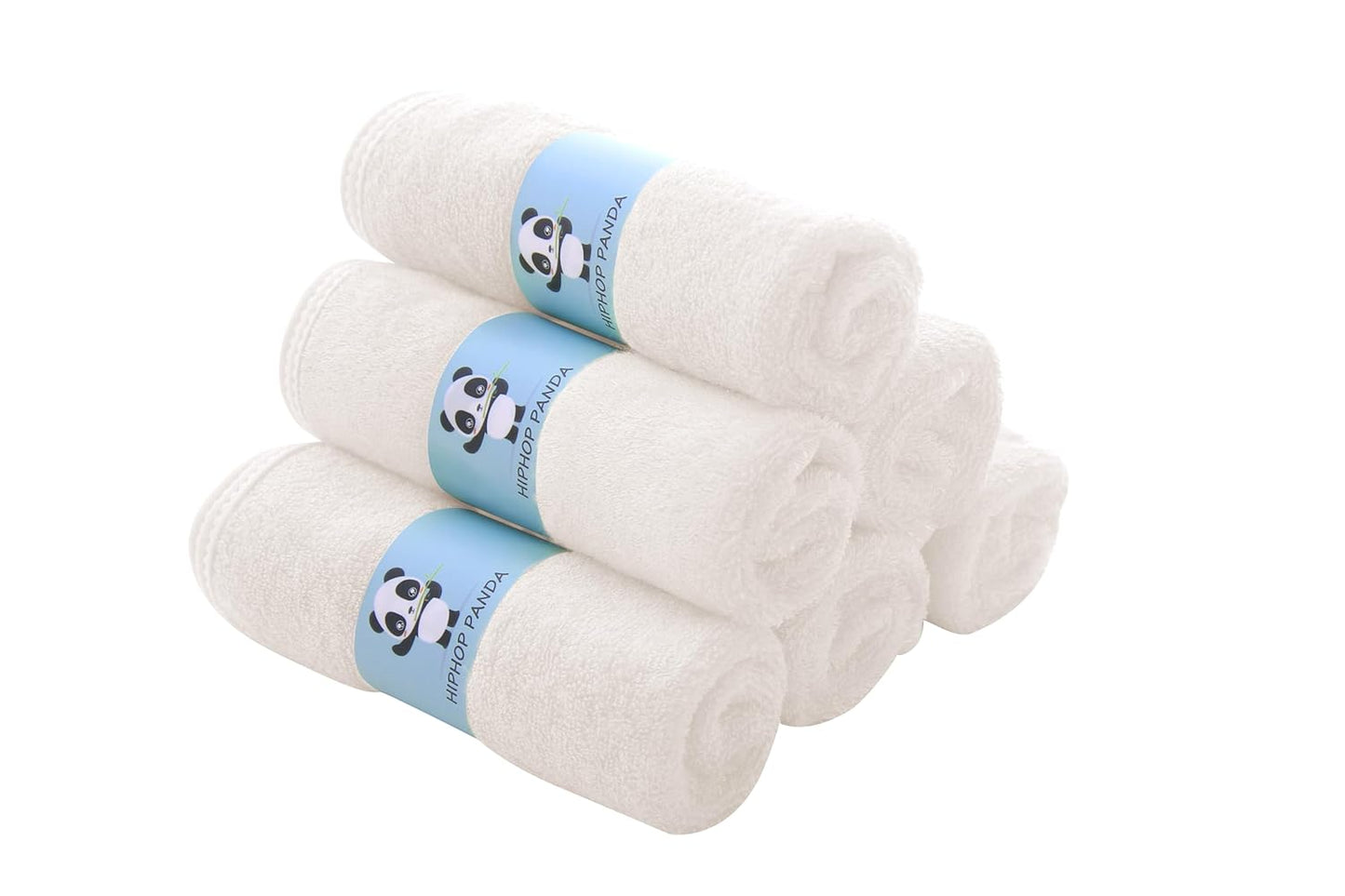 HIPHOP PANDA Baby Washcloths, Rayon Made from Bamboo - 2 Layer Ultra Soft Absorbent Newborn Bath Face Towel - Reusable Baby Wipes for Delicate Skin - Ivory, 30 Pack