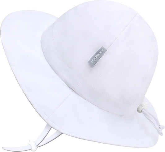 UPF 50+ Baby Bucket Hat - Wide Brim Sun Protection Beach Cap for Girls - Cute & Adjustable Toddler Hat
