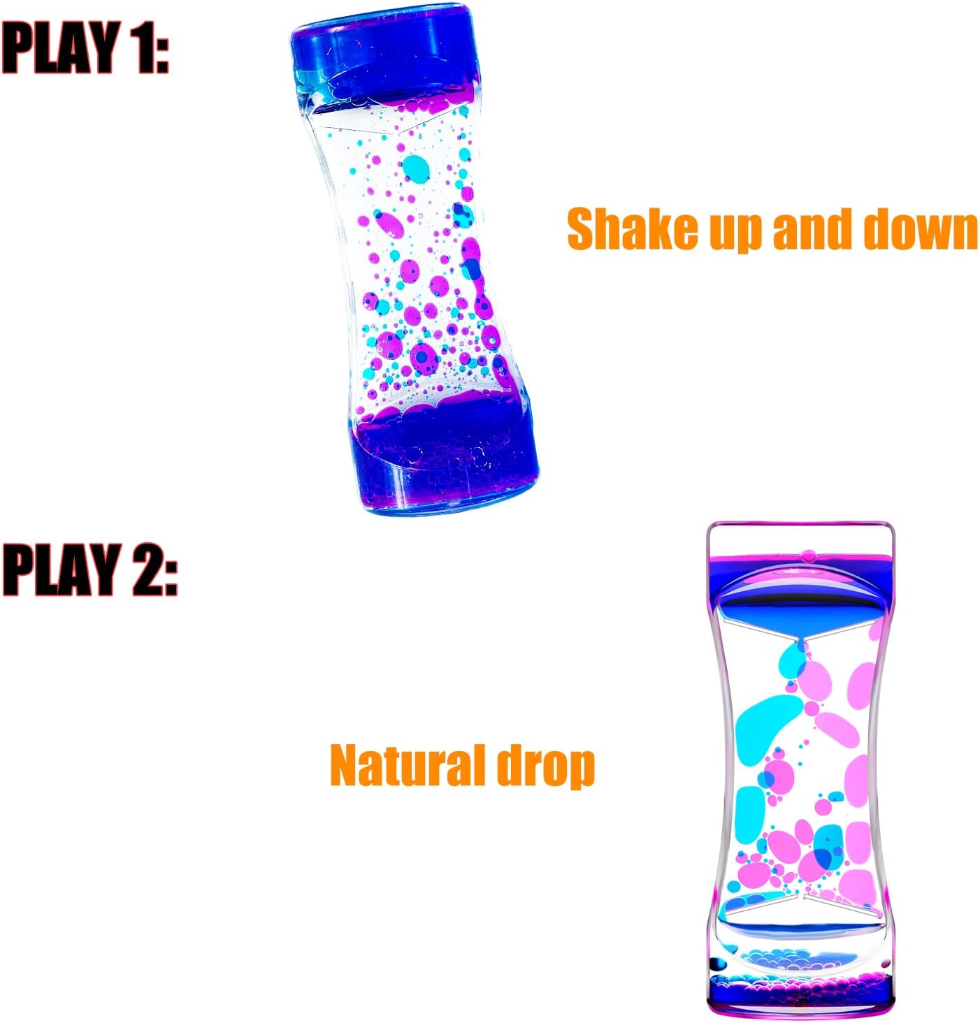 Liquid Motion Bubbler Timer Set of 3 Different Shapes Fidget Timers for Kids Adults, Diamond Shape Liquid Anxiety Toys for Sensory, Oil Water Office Desk Toys, Christmas Stocking Filler Gift