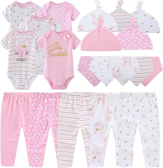 Kiddiezoom Newborn Baby Girl Boy Clothes Baby Outfits Pants Bodysuits Gifts Set Layette Set 0-3 Months