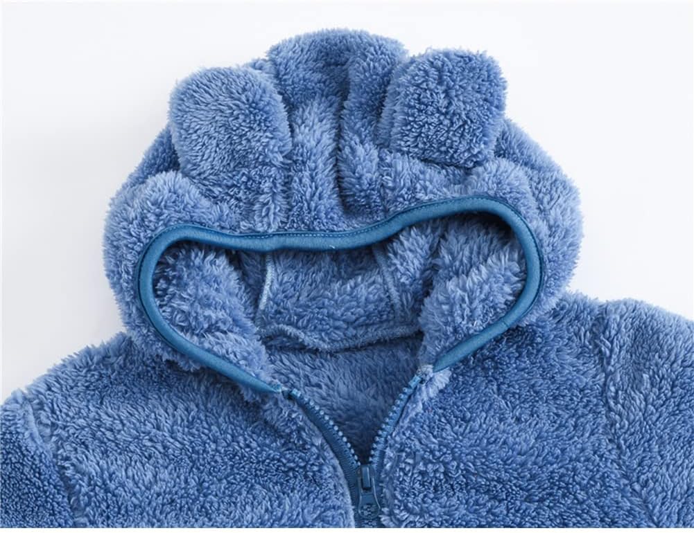 AIWUHE Toddler Boys Girls Hooded Jacket Fleece Hoodie Winter Warm Solid Color Teddy Coat Zip-up Bear Ear Sweater Fall Clothes