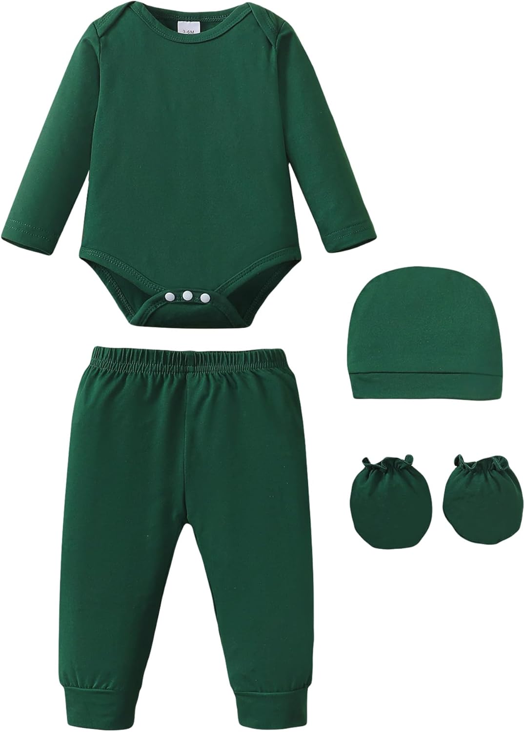 NZRVAWS Newborn Baby Boy Girl Clothes Unisex Infant Romper Pants Set Hat 4-Pack Outfits 0-12 Months 16 Pieces Toddler