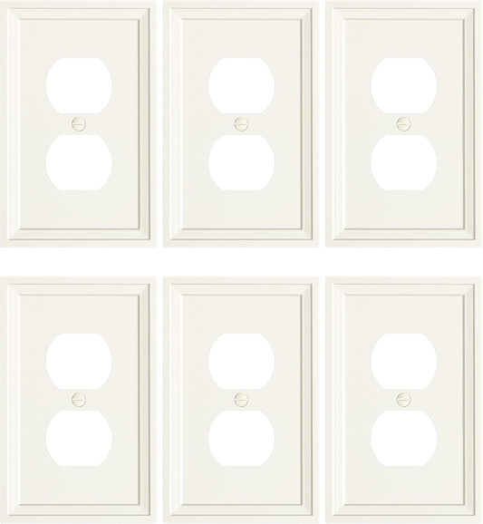 6-Pack Duplex Outlet Cover, Natural Bamboo Fiber Switch Plates and Outlet Covers, Light Almond Decorative Wall Plates for Electrical Outlets, 1 Gang Receptacle Cover, Corrosion Resistant