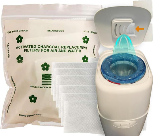 Green Piece® 12 Pack - Overstuffed - All-Natural Baby Diaper Pail Deodorizer | Activated Charcoal Air Purifier Compatible with Diaper Pails, Shoe Closets, Trash Cans, Pets - Made in The USA