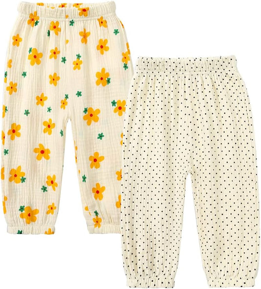 MYGBCPJS Baby Boys Girls Cotton Linen Trousers Kids Casual Ankle Pants Loose Long Bloomers