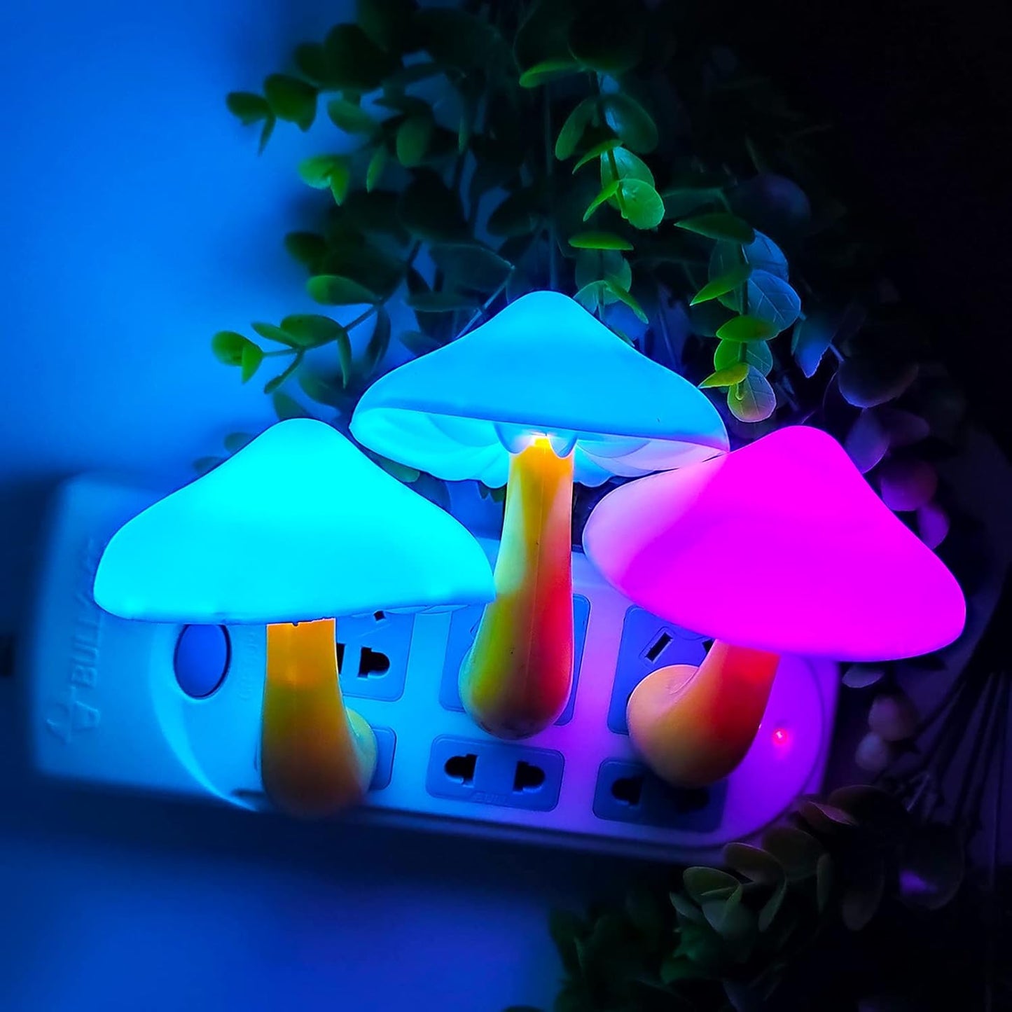 AUSAYE 4 Pack Plug in Night Light Sensor Light, Color Changing Mushroom Light LED Nightlights for Kids, Adults, Bedroom, Bathroom,Hallway, Stairs, Kitchen