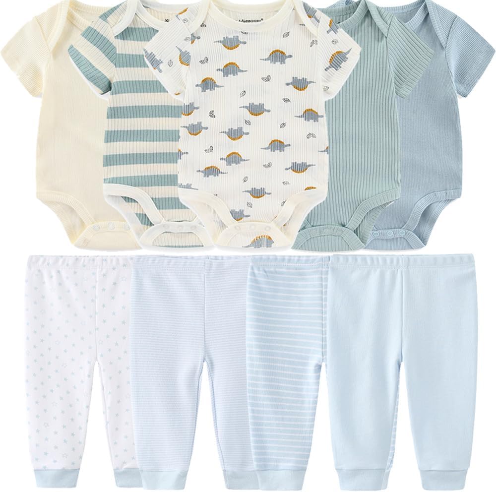 Baby Layette Set Baby Boys' 9-Piece Bodysuits Pants Set Toddler Girl Boy Unisex Baby Gift Sets