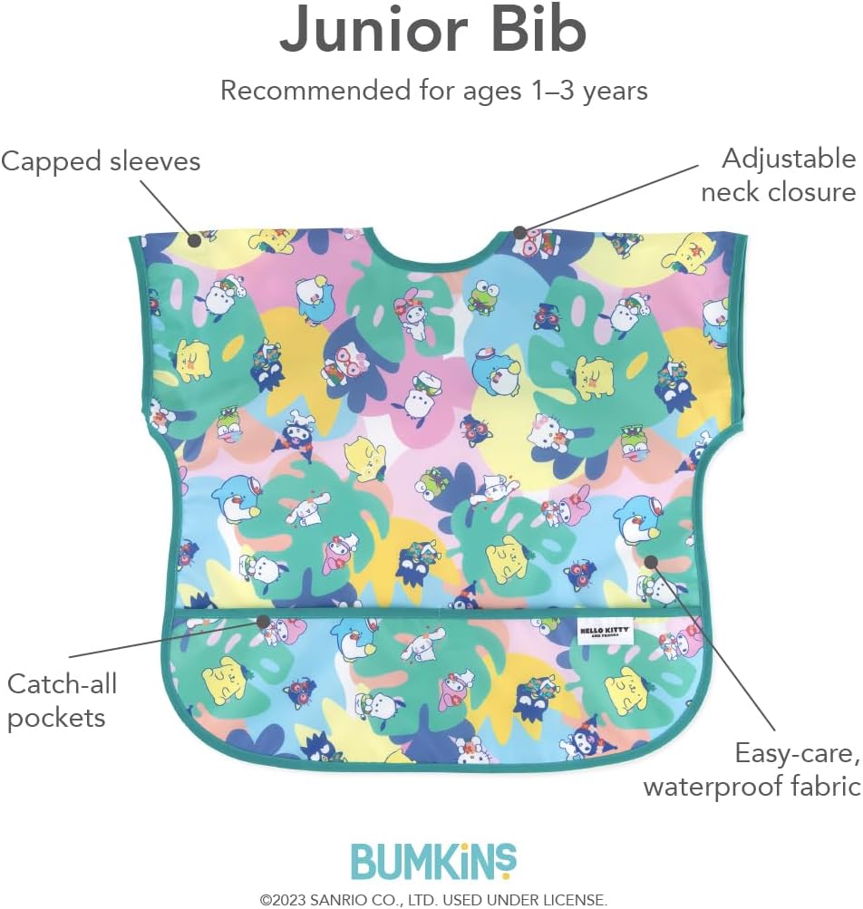 Bumkins Bibs - Toddler Bibs, Waterproof, Large for 1-3 Years, Short Sleeve