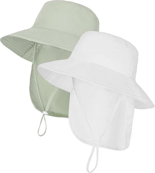 Baby Sun Hat Toddler Bucket Hats with Removable Neck Flap for Boys Girls Kids with Wide Brim Summer Beach UPF 50+