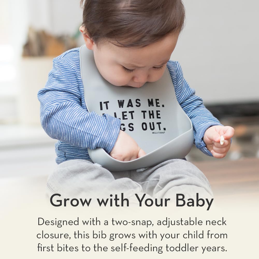 Bella Tunno Baby Bib for Eating, Waterproof Silicone Bib with Large Food Catcher, Adjustable Fit for Babies 4-12 months & Toddlers 1-3 Years, Boys & Girls, Lets Take a Selfie + Girls Rule