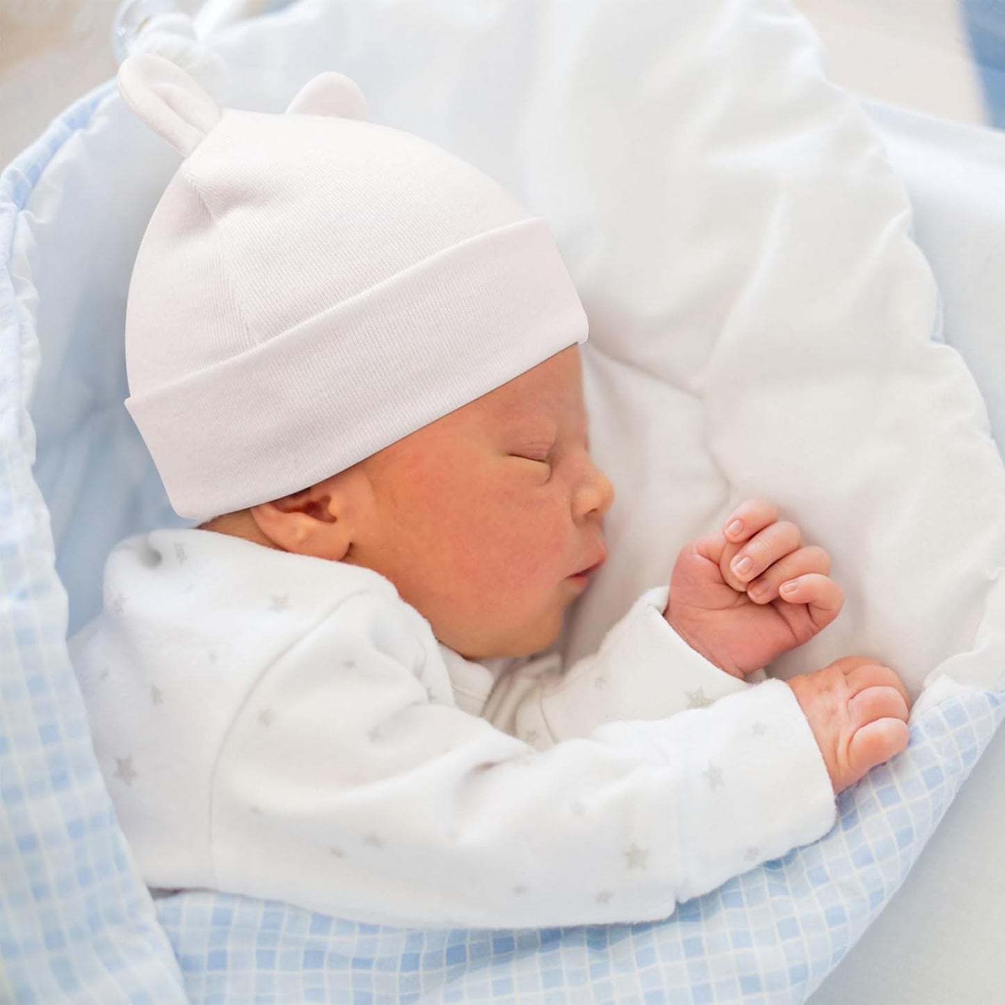 DRESHOW BQUBO 4 Pieces Baby Beanie Newborn Toddler Soft Cute Knit Hat Hospital Hats for Baby Boys Infant Cap Beanies