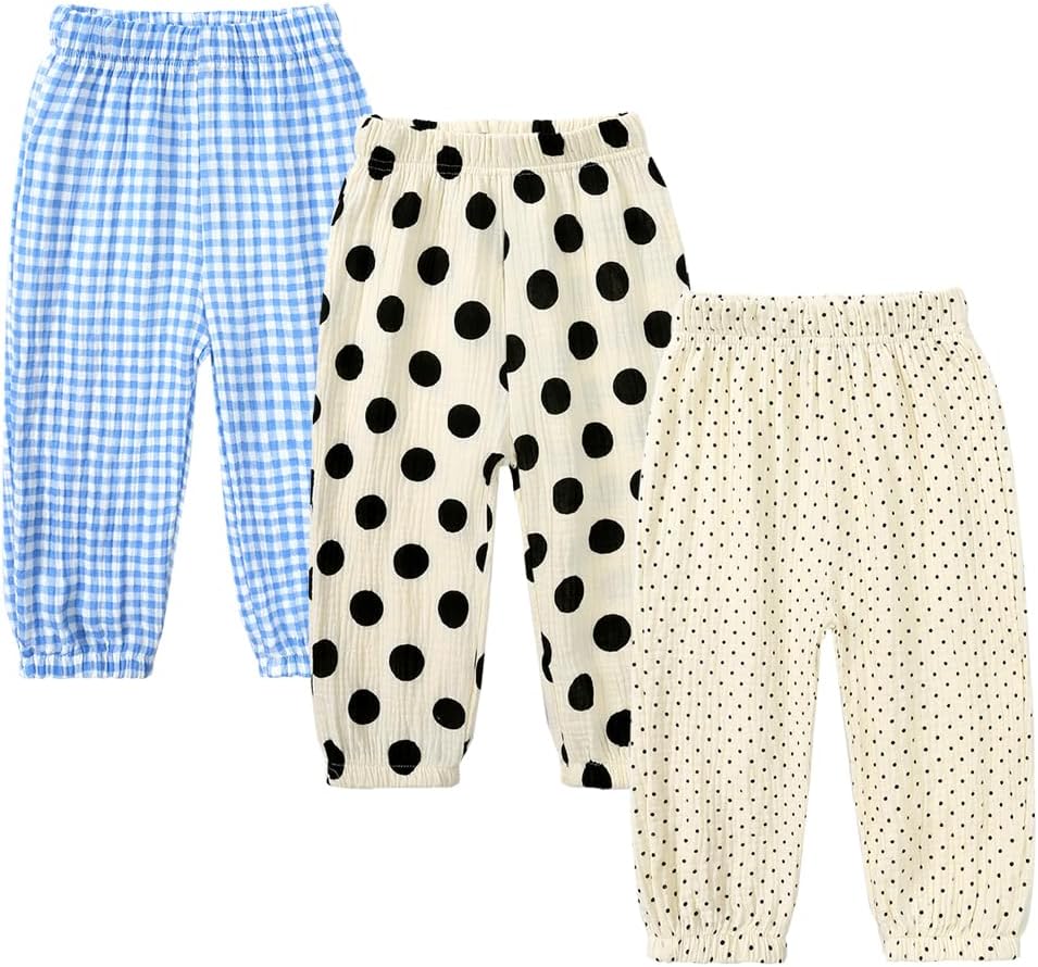 MYGBCPJS Baby Boys Girls Cotton Linen Trousers Kids Casual Ankle Pants Loose Long Bloomers