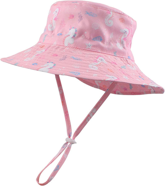 Peecabe Summer Baby Sun Hat for Boys Girls UPF 50+ Wide Brim Toddle Bucket Hat Adjustable Baby Beach Cap 0-8 Years