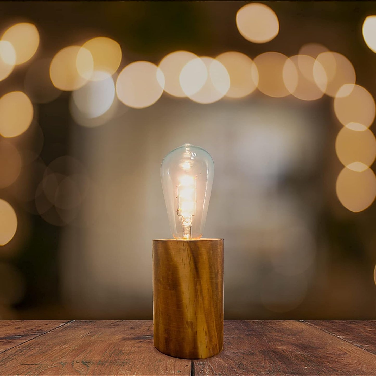 YiShine Battery Operated Table Lamp Wood Night Light Decorative Table Light for Bedroom Living Room Lights Bedside Table Lamp Desk Decorative Lights Bright Light Festival Home Decoration(Single)