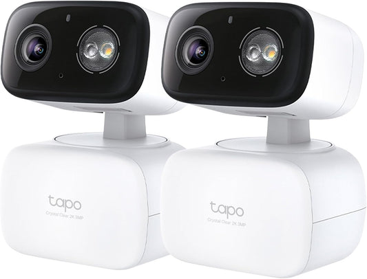 Tapo 2K 3MP Pan/Tilt Indoor/Outdoor Security Camera - Free Person/Baby Cry Detect & Motion Track, 360° Pan, Color Night Vision, SD/Cloud Storage, Works w/Alexa & Google Home, HybridCam 360 (2-Pack)
