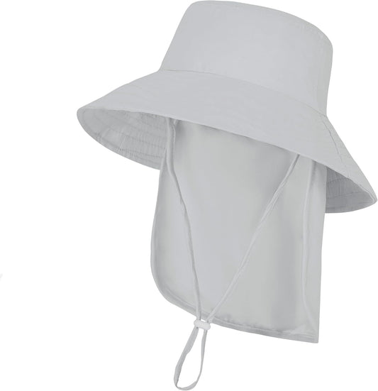Baby Sun Hat Toddler Bucket Hats with Removable Neck Flap for Boys Girls Kids with Wide Brim Summer Beach UPF 50+