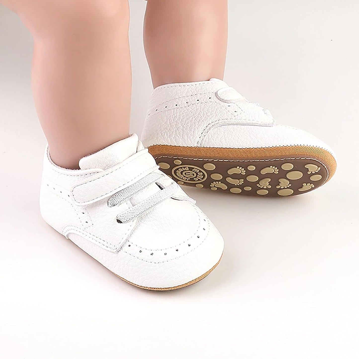 SOFMUO Baby Boys Girls High Top Ankle PU Leather Sneakers Soft Rubber Sole Infant Moccasins Newborn Oxford Loafers Anti-Slip Toddler Wedding Uniform Dress Shoes