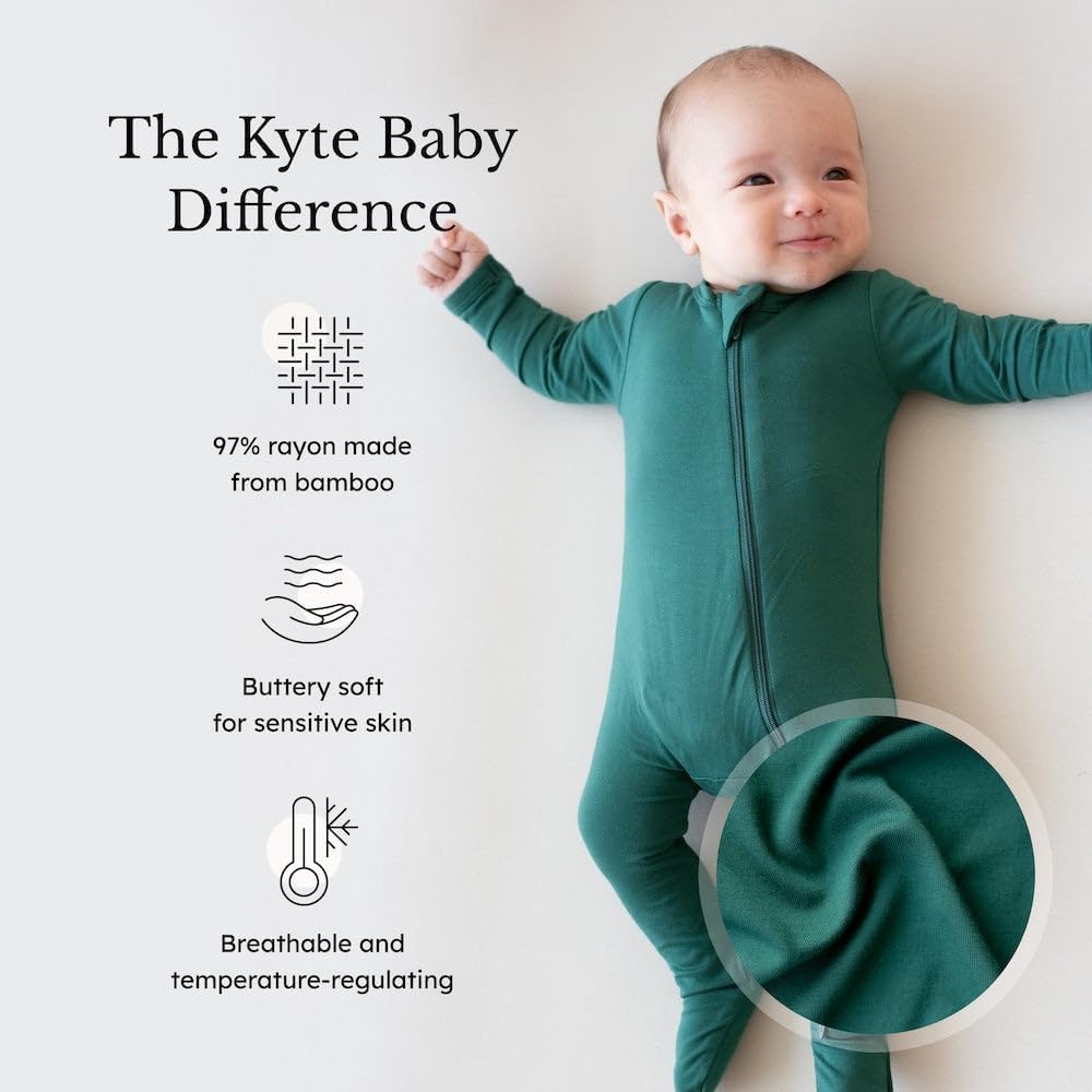 KYTE BABY Unisex Zipper Closure Footies, Rayon Made From Bamboo, 0-24 Months
