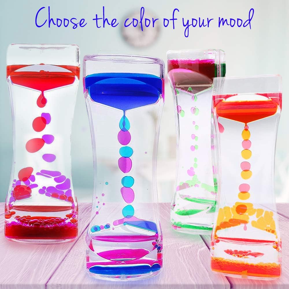 YUE Action Liquid Timer 2 Pack/Liquid Motion Bubbler Timer for Calming Sensory Toys, Autism Toys,Fidget Toy, Children Activity, Desk Toys,Novelty Gifts, Holiday Stocking Stuffers (Green+Red Set)