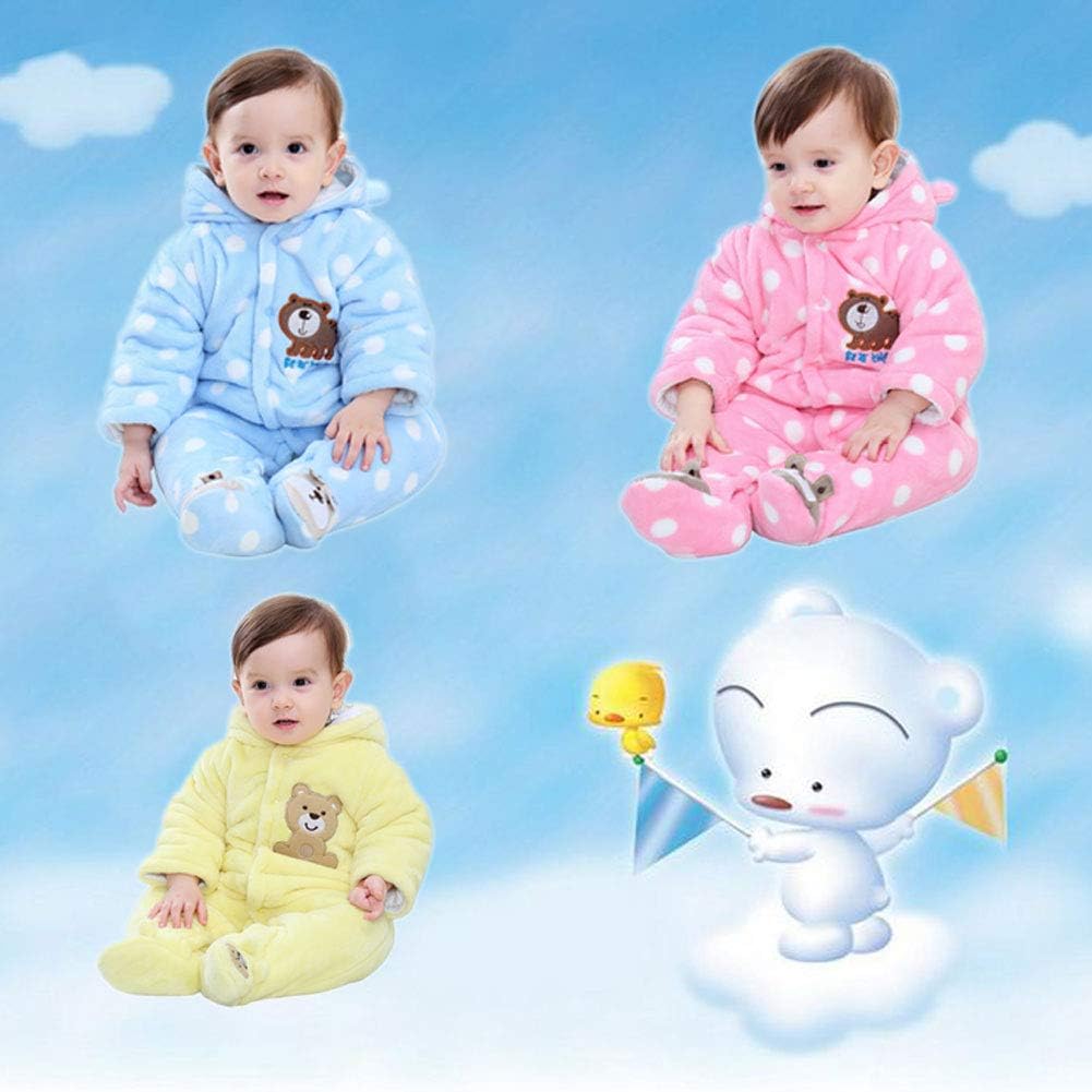 XIFAMNIY Baby Newborn Jumpsuit Footie Hooded Thicken Winter Bunting Outwear Snowsuit Pajamas for Girls Boys…