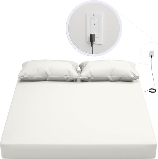 Hooga Grounding Sheet, Organic Fitted Grounded Sheet for Improved Sleep, Pain Relief - Earth Connected Bedding 60”x80”x15” Queen Size, Pure Silver Fiber and Cotton, Grounding Cord Included. Off White