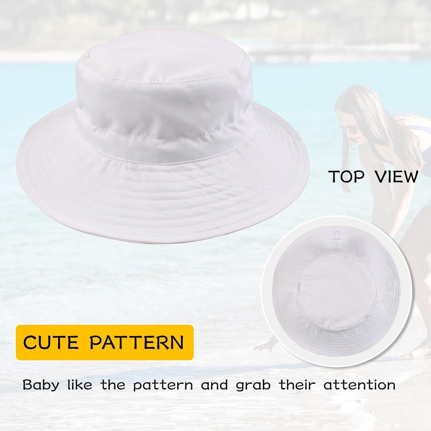 Peecabe Summer Baby Sun Hat for Boys Girls UPF 50+ Wide Brim Toddle Bucket Hat Adjustable Baby Beach Cap 0-8 Years