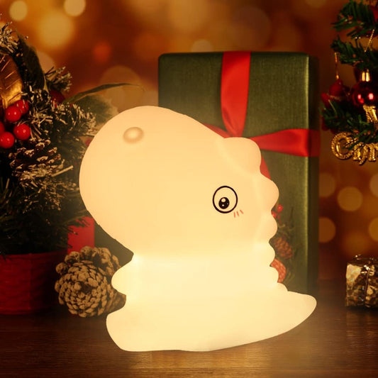 ZKLiLi Night Light, Cute Silicone Dinosaur Night Light with Brightness, 7 Colors Kawaii Touch Lamp for Bedroom, Girls and Boys, Gifts, Rechargeable