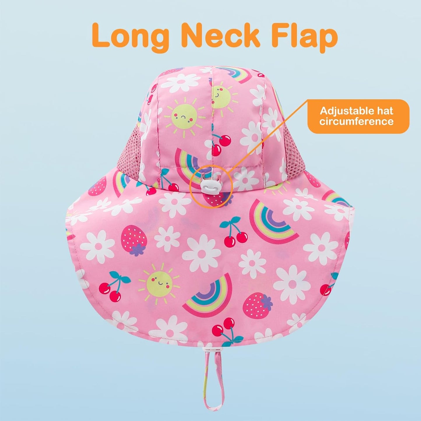 Baby Sun Hat UPF 50+ Mesh Liner Toddler Bucket Hats with Wide Brim Neck Flap for Outdoor Beach Swim