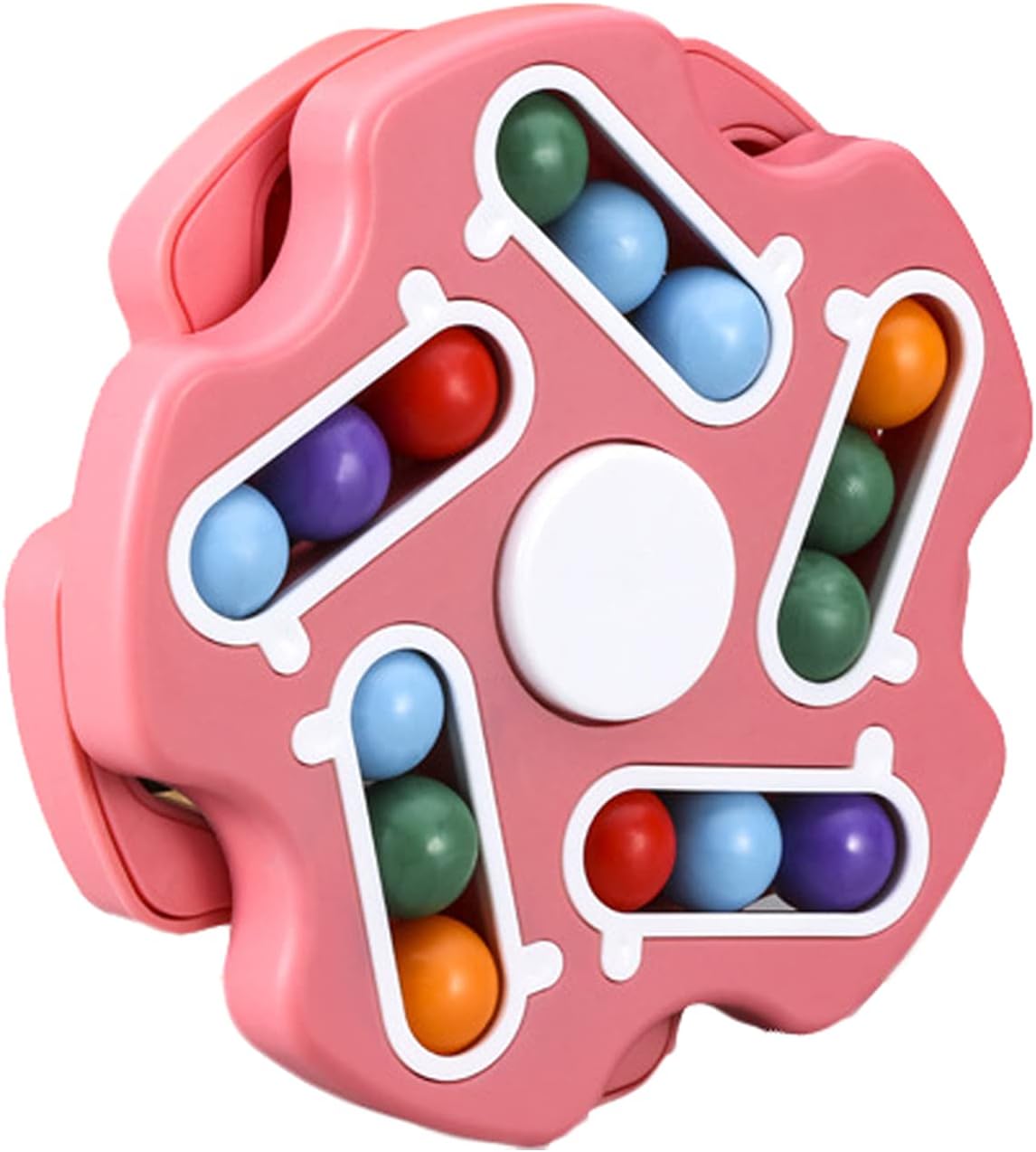 Fidget Toy Rotating Magic Bean Cube Spinner,Stress Relief Gifts Fidget Puzzles for Adults Kids,Anxiety Relief Learning & Education Toys,Double Flip Handheld Puzzle Cube Toys(Pink)