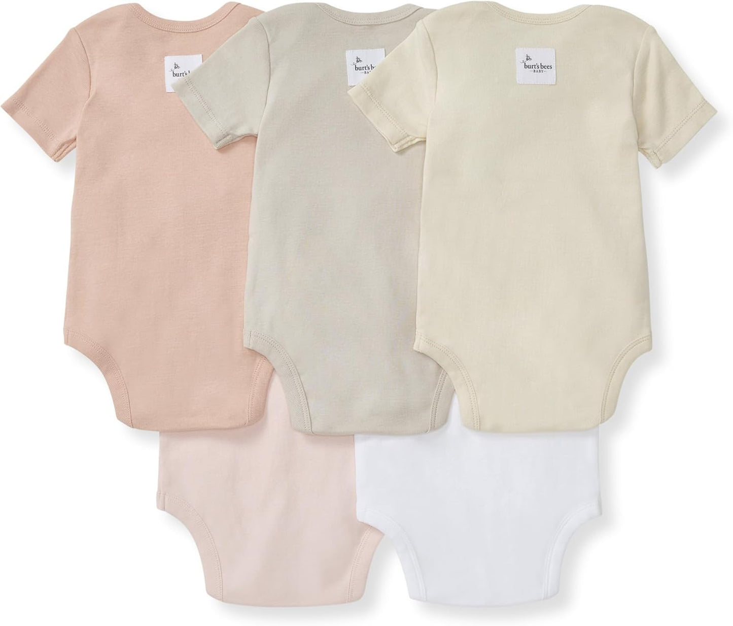 Burt's Bees Baby Unisex Organic Cotton Short and Long Sleeve Bodysuits, 5-Pack