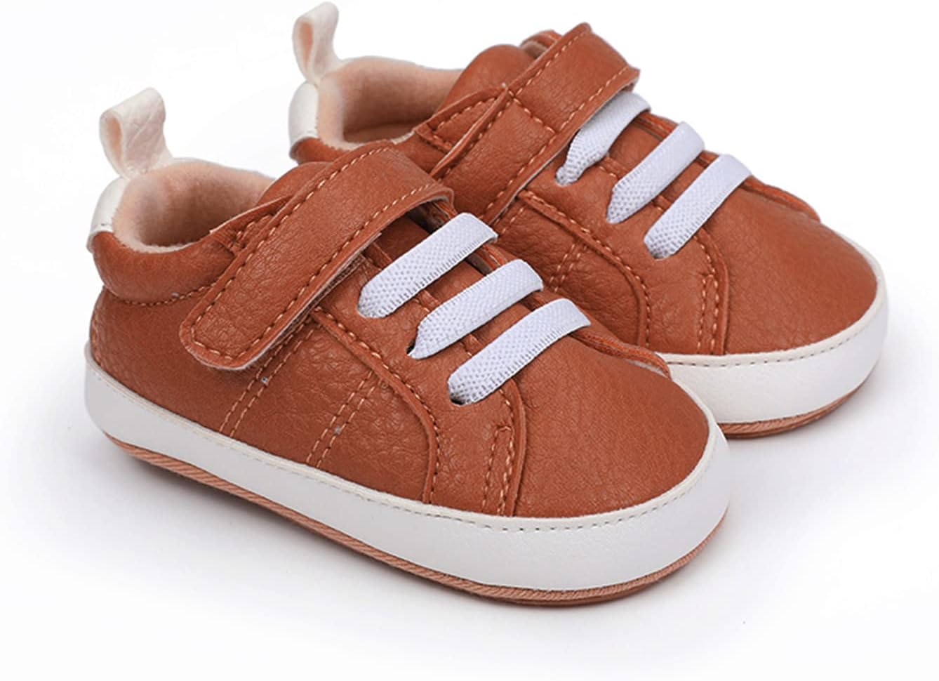 SOFMUO Baby Boys Girls High Top Ankle PU Leather Sneakers Soft Rubber Sole Infant Moccasins Newborn Oxford Loafers Anti-Slip Toddler Wedding Uniform Dress Shoes