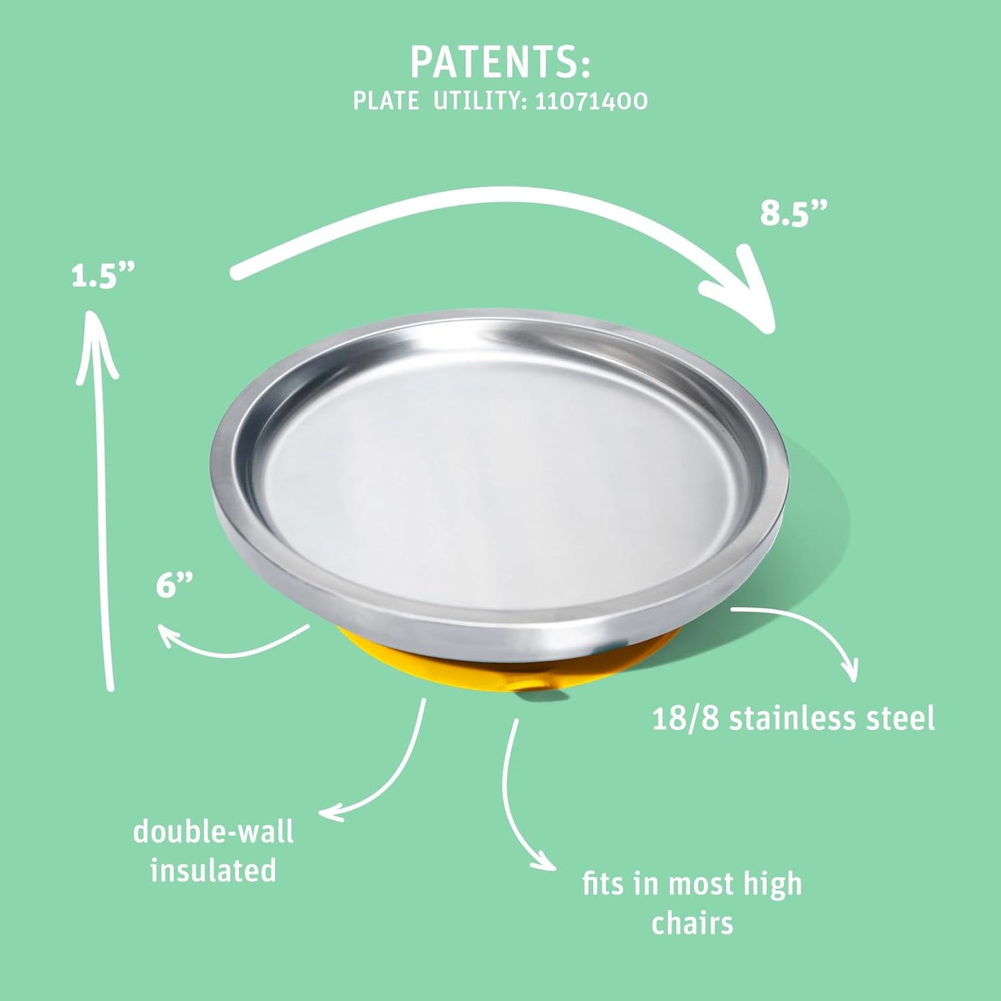 Avanchy Open Baby Plates with Suction – Stainless Steel Divided Plates for Toddlers, BPA-Free, Dishwasher Safe, Unbreakable, Non-Toxic, 100% Silicone Suction – Pink