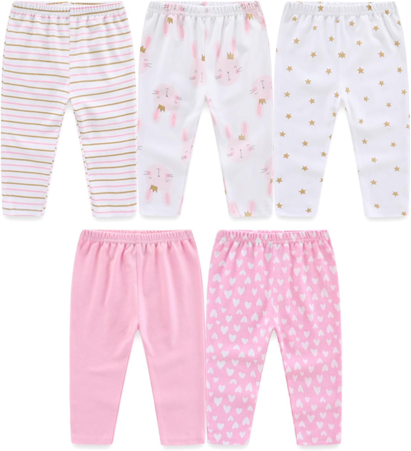 Unisex Baby Boy Girl Pants Sets Cotton Soft Infants Bottoms Casual 5 Pack 0-12 Month Babies' Leggings