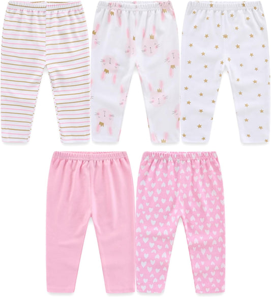 Unisex Baby Boy Girl Pants Sets Cotton Soft Infants Bottoms Casual 5 Pack 0-12 Month Babies' Leggings